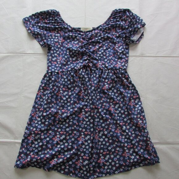 Shyanne Girl's XL Ditsy Floral Flowy Dress - Blue - Picture 3 of 7